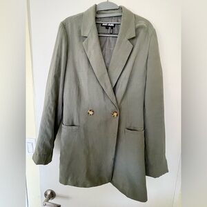 DKNY Olive Double-Breasted Blazer
